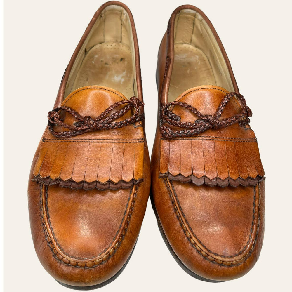 Allen Edmonds Tan Brown Leather Kiltie Tassel Loafers - Picture 2 of 9